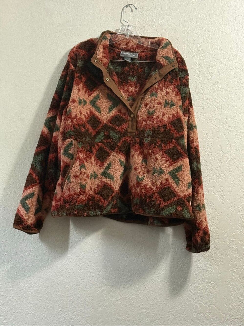 Ariat Women's Plainsview Print Berber Snap Front Sweatshirt XXL 2x Sherpa
